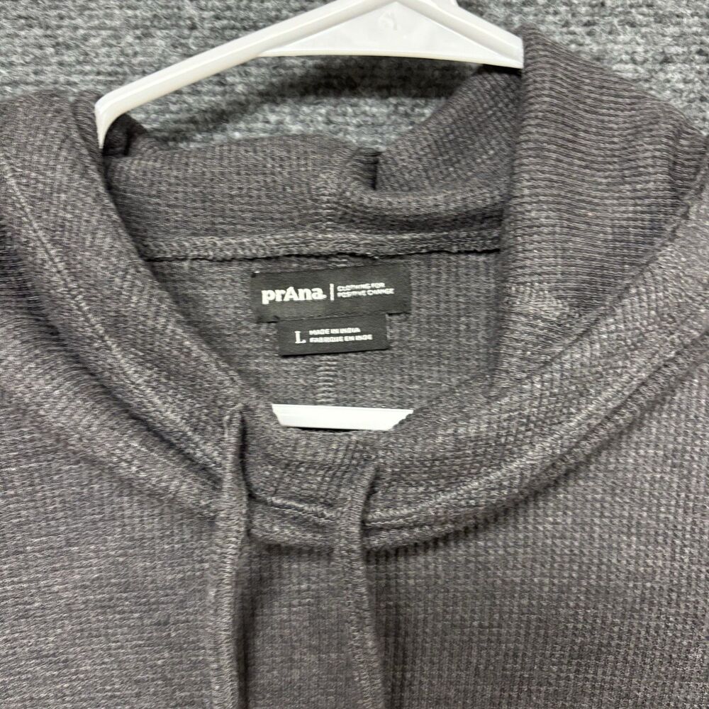 PrAna Touchstone Waffle Hoodie Lg Women Teen Gray Kangaroo Pocket Pullover Crop